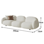 LIVARA 85/145/205cm Sponge, Curved Comfort Sofa Soft Ergonomic - Design, High-Density Fleece Durable Touch, Lamb Upholstered, White