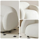 LIVARA 85/145/205cm Sponge, Curved Comfort Sofa Soft Ergonomic - Design, High-Density Fleece Durable Touch, Lamb Upholstered, White