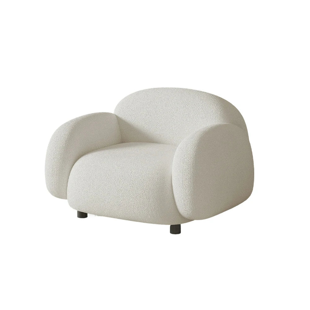 LIVARA 85/145/205cm Sponge, Curved Comfort Sofa Soft Ergonomic - Design, High-Density Fleece Durable Touch, Lamb Upholstered, White