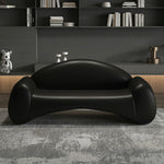 LIVARA 170/210cm - Ergonomic Sponge Cat-Scratch-Resistant Leather High-Density Easy-to-Clean, Curved Upholstered, Sofa Waterproof, Design, Black