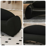 LIVARA 170/210cm - Ergonomic Sponge Cat-Scratch-Resistant Leather High-Density Easy-to-Clean, Curved Upholstered, Sofa Waterproof, Design, Black
