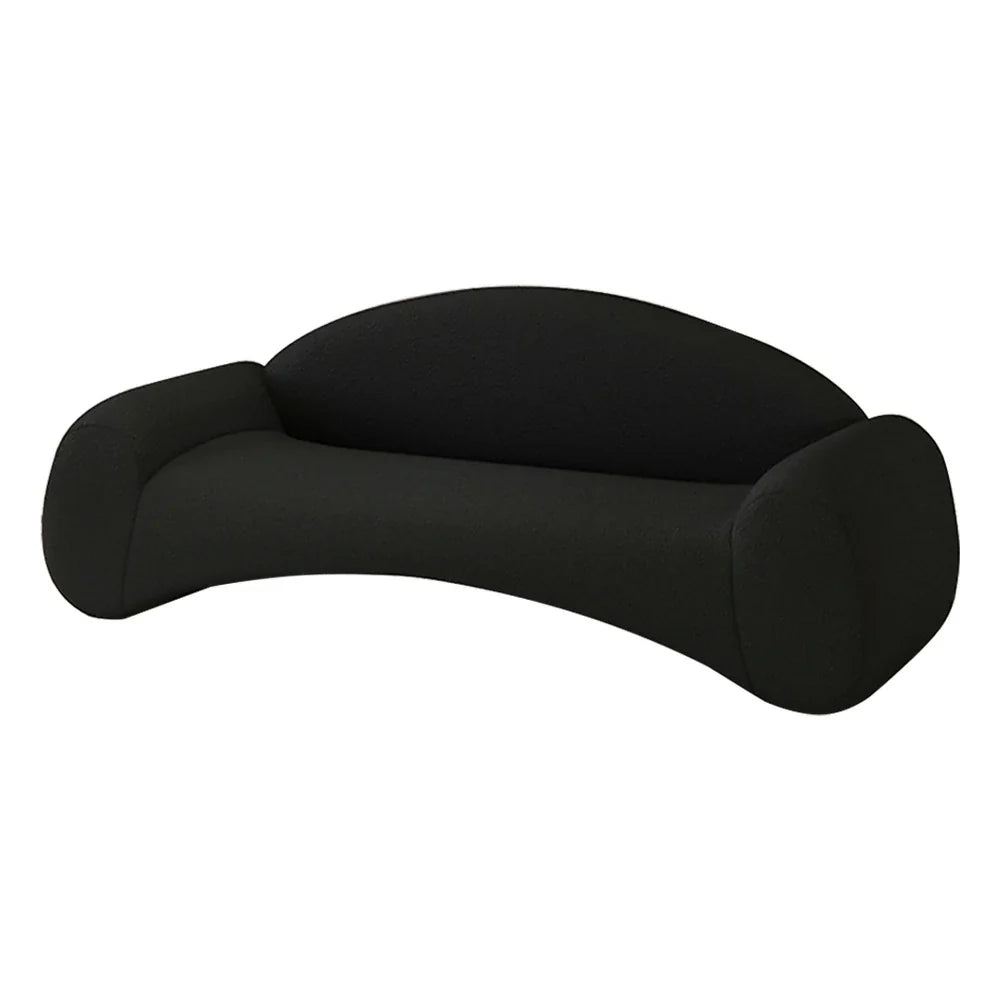 LIVARA 170/210cm - Ergonomic Sponge Cat-Scratch-Resistant Leather High-Density Easy-to-Clean, Curved Upholstered, Sofa Waterproof, Design, Black