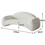 LIVARA 220cm Easy-to-Clean, Upholstered, Curved High-Density Design, Ergonomic - Sofa Waterproof, Velvet Matte Sponge White