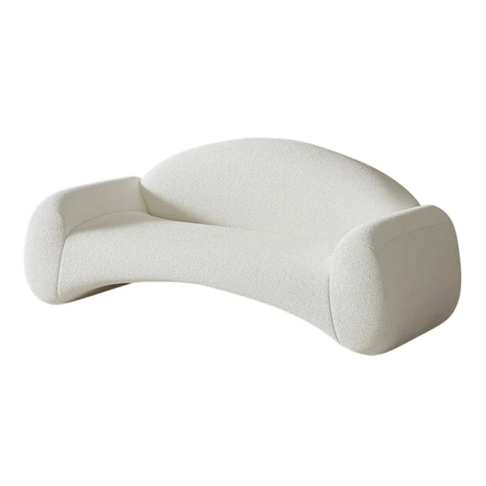 LIVARA 220cm Easy-to-Clean, Upholstered, Curved High-Density Design, Ergonomic - Sofa Waterproof, Velvet Matte Sponge White