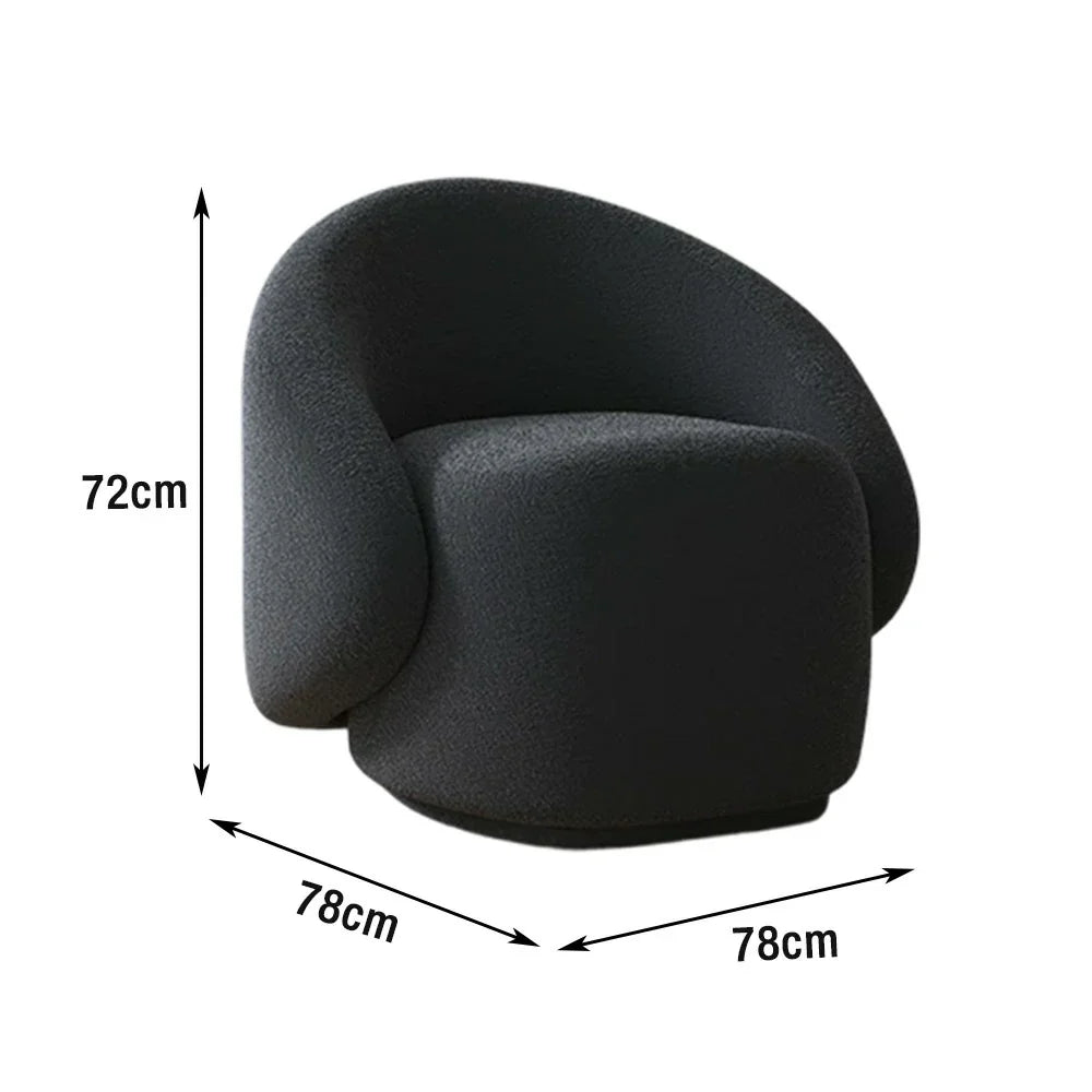 LIVARA Single Wood Soft Frame, Solid Sponge, - Springs Upholstery, Comfort Straps, Arc Fleece Chair, Durable High-Density Sofa Sherpa Black