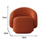 LIVARA Single Comfort Wood Sherpa Durable Soft Upholstery, Fleece Solid Straps, Chair, Sofa - Arc Sponge, Springs Frame, High-Density Orange