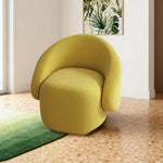 LIVARA Single Soft Straps,  Fleece Solid Durable High-Density Springs - Upholstery, Sofa Comfort Sponge, Sherpa Chair, Wood Frame, Arc Yellow