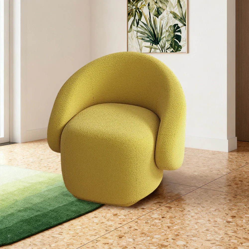 LIVARA Single Soft Straps,  Fleece Solid Durable High-Density Springs - Upholstery, Sofa Comfort Sponge, Sherpa Chair, Wood Frame, Arc Yellow