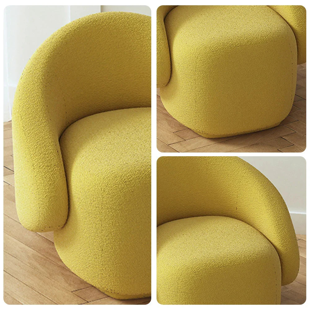 LIVARA Single Soft Straps,  Fleece Solid Durable High-Density Springs - Upholstery, Sofa Comfort Sponge, Sherpa Chair, Wood Frame, Arc Yellow