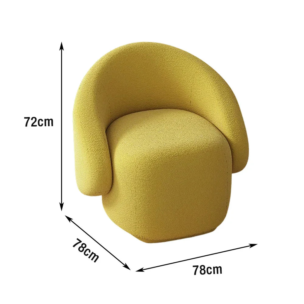 LIVARA Single Soft Straps,  Fleece Solid Durable High-Density Springs - Upholstery, Sofa Comfort Sponge, Sherpa Chair, Wood Frame, Arc Yellow