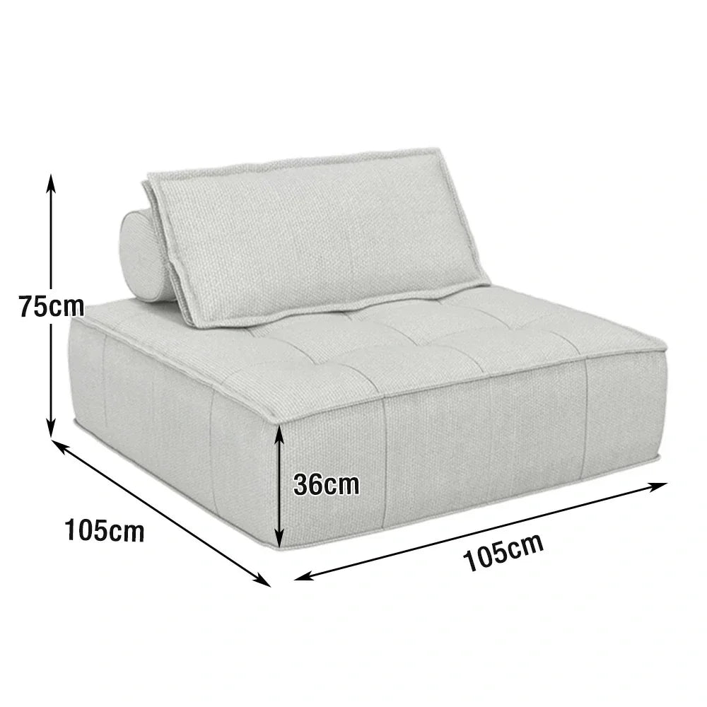 LIVARA Single with Cotton-Linen Layer, Spring High-Density Sofa Upholstery, Design - Chair, Supportive Sponge Independent Comfortable Seat, Latex White