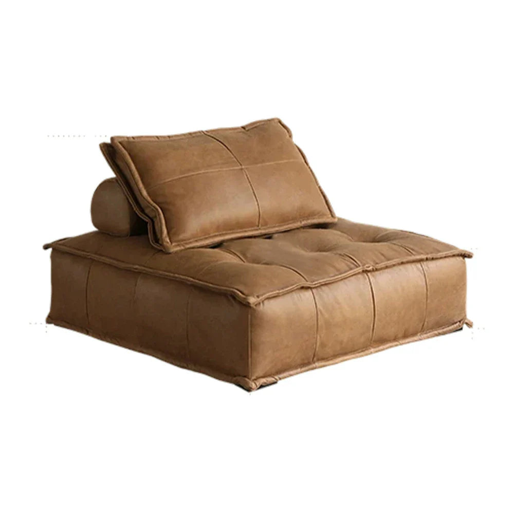 LIVARA Single Independent - PU Sponge Chair, Upholstery, High-Density Comfortable Spring Supportive with Leather Sofa Latex Design Seat, Layer, Brown