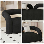 LIVARA 83/180cm High-Density Sponge, Curved Design, Touch, Upholstered, Comfort - Ergonomic Durable Fleece Soft Sofa Sherpa Black