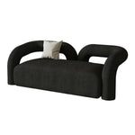 LIVARA 83/180cm High-Density Sponge, Curved Design, Touch, Upholstered, Comfort - Ergonomic Durable Fleece Soft Sofa Sherpa Black