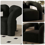 LIVARA 83/180cm High-Density Sponge, Curved Design, Touch, Upholstered, Comfort - Ergonomic Durable Fleece Soft Sofa Sherpa Black