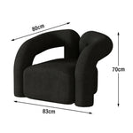 LIVARA 83/180cm High-Density Sponge, Curved Design, Touch, Upholstered, Comfort - Ergonomic Durable Fleece Soft Sofa Sherpa Black