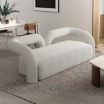 LIVARA 83/180cm Sofa Comfort Upholstered, Durable - Ergonomic High-Density Touch, Sponge, Fleece Sherpa Design, Soft Curved White