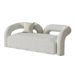 LIVARA 83/180cm Sofa Comfort Upholstered, Durable - Ergonomic High-Density Touch, Sponge, Fleece Sherpa Design, Soft Curved White
