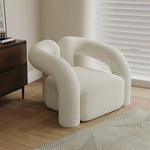 LIVARA 83/180cm Sofa Comfort Upholstered, Durable - Ergonomic High-Density Touch, Sponge, Fleece Sherpa Design, Soft Curved White