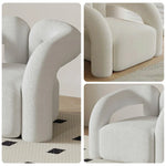 LIVARA 83/180cm Sofa Comfort Upholstered, Durable - Ergonomic High-Density Touch, Sponge, Fleece Sherpa Design, Soft Curved White