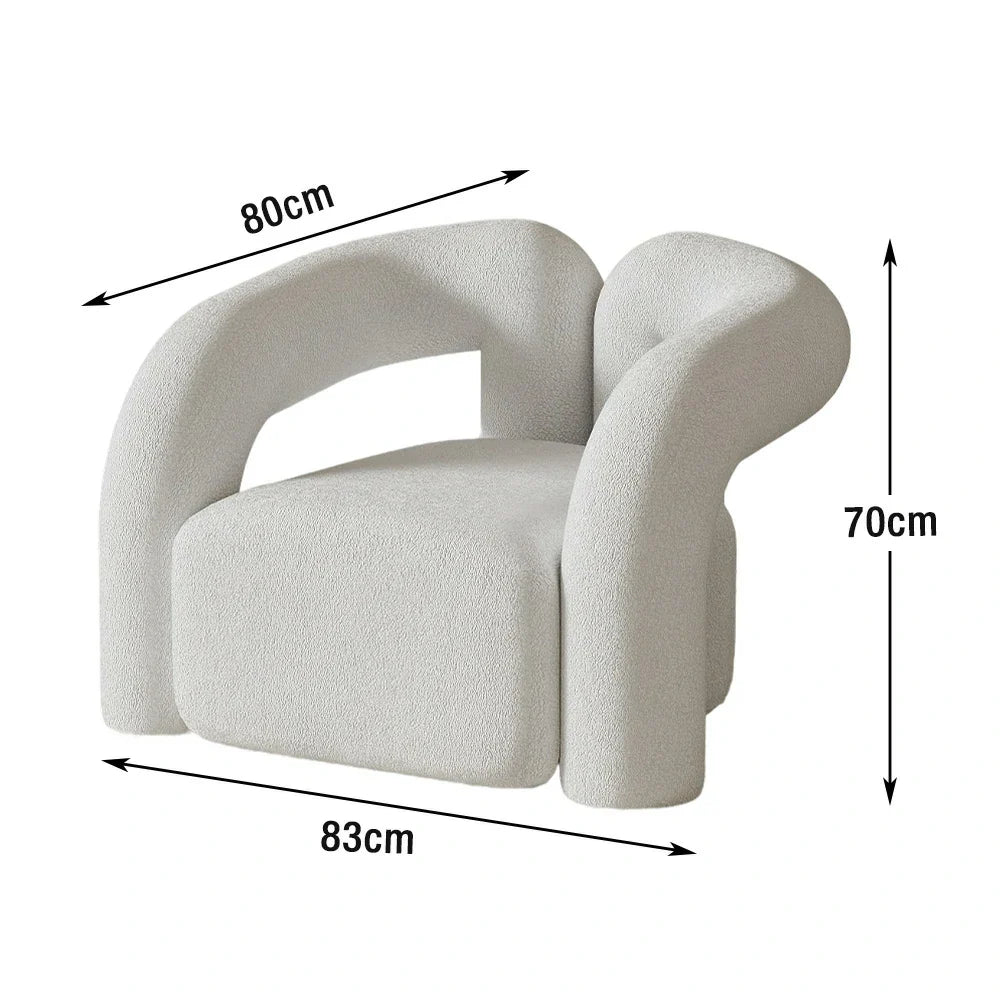 LIVARA 83/180cm Sofa Comfort Upholstered, Durable - Ergonomic High-Density Touch, Sponge, Fleece Sherpa Design, Soft Curved White