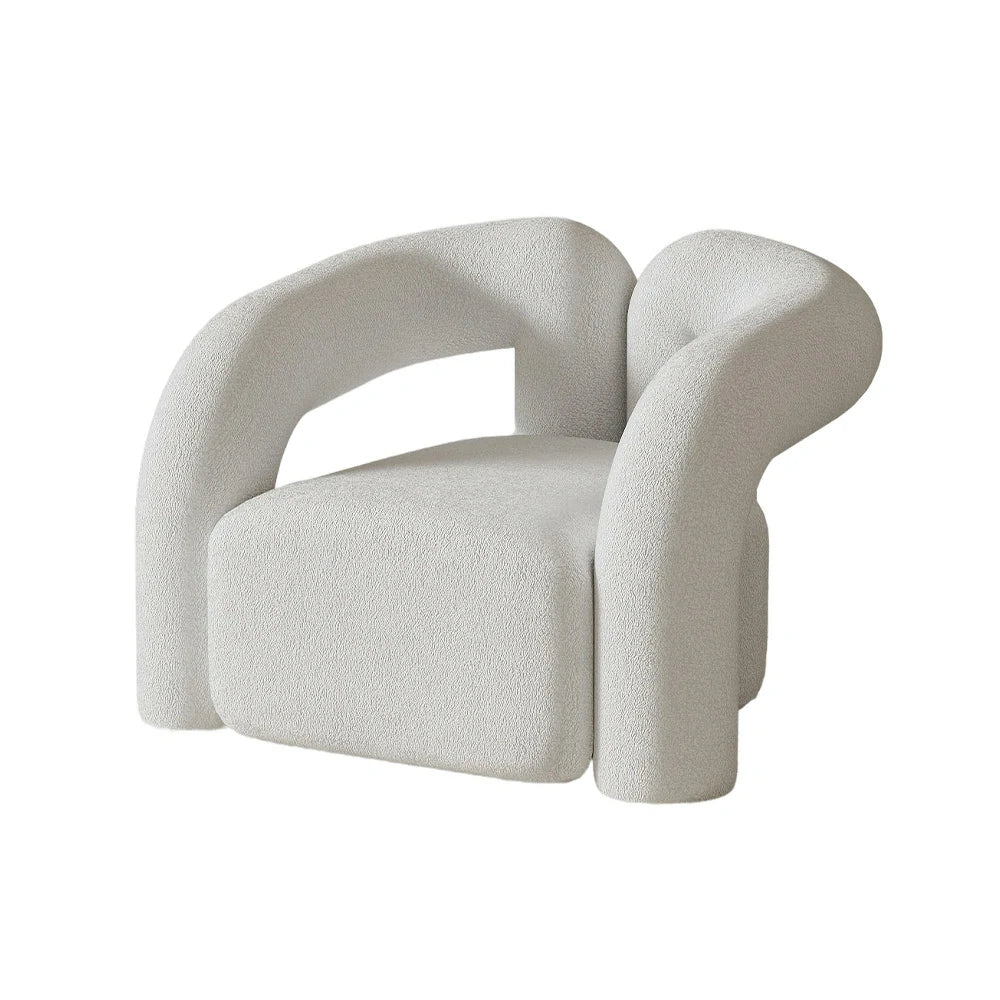 LIVARA 83/180cm Sofa Comfort Upholstered, Durable - Ergonomic High-Density Touch, Sponge, Fleece Sherpa Design, Soft Curved White