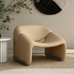 LIVARA Single Chair, Cushion, Contemporary Resilient Stylish Sturdy Sherpa Cozy Seating, Curved High-Density Fleece - Frame, Upholstery, Sofa Brown