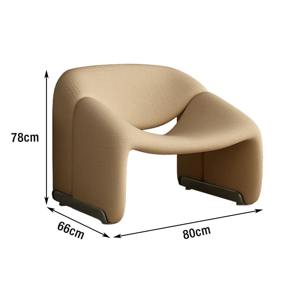 LIVARA Single Chair, Cushion, Contemporary Resilient Stylish Sturdy Sherpa Cozy Seating, Curved High-Density Fleece - Frame, Upholstery, Sofa Brown