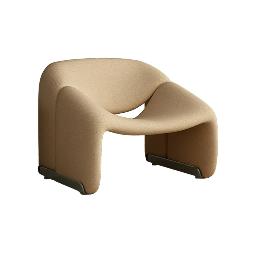 LIVARA Single Chair, Cushion, Contemporary Resilient Stylish Sturdy Sherpa Cozy Seating, Curved High-Density Fleece - Frame, Upholstery, Sofa Brown
