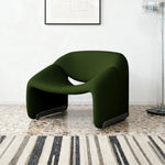 LIVARA Single Cozy Contemporary Seating, Stylish Sturdy - Sherpa High-Density Upholstery, Sofa Cushion, Curved Chair, Resilient Fleece Frame, Green