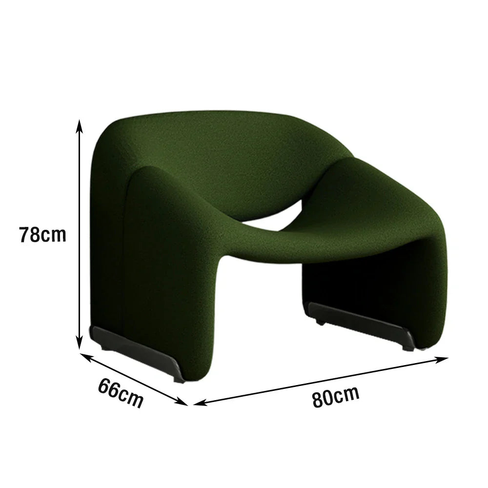 LIVARA Single Cozy Contemporary Seating, Stylish Sturdy - Sherpa High-Density Upholstery, Sofa Cushion, Curved Chair, Resilient Fleece Frame, Green