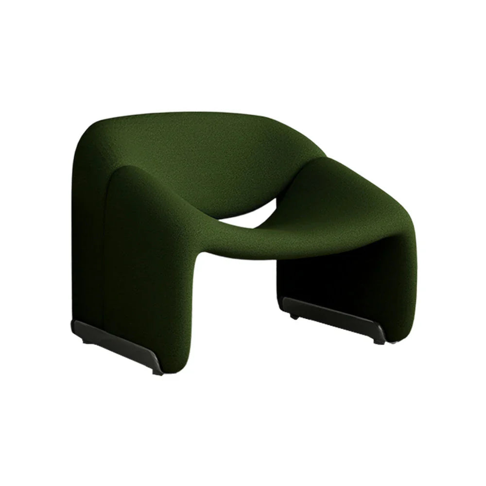 LIVARA Single Cozy Contemporary Seating, Stylish Sturdy - Sherpa High-Density Upholstery, Sofa Cushion, Curved Chair, Resilient Fleece Frame, Green