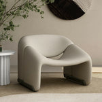 LIVARA Single Stylish Chair, Curved Frame, Upholstery, Contemporary High-Density Sturdy Cushion, Sofa Sherpa Resilient Fleece Cozy Seating, - Grey