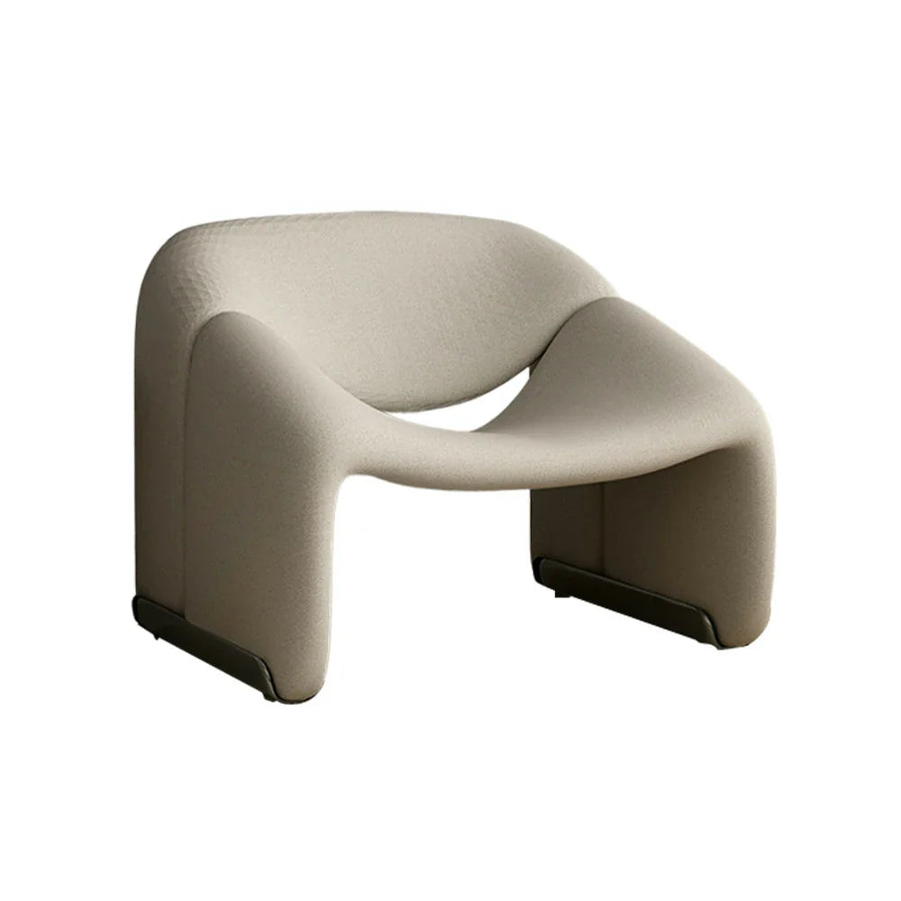 LIVARA Single Stylish Chair, Curved Frame, Upholstery, Contemporary High-Density Sturdy Cushion, Sofa Sherpa Resilient Fleece Cozy Seating, - Grey