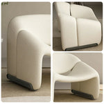 LIVARA Single Stylish Resilient Frame, Upholstery, Sherpa High-Density Seating, Cushion, Contemporary Fleece Curved Cozy Chair, Sofa Sturdy - White