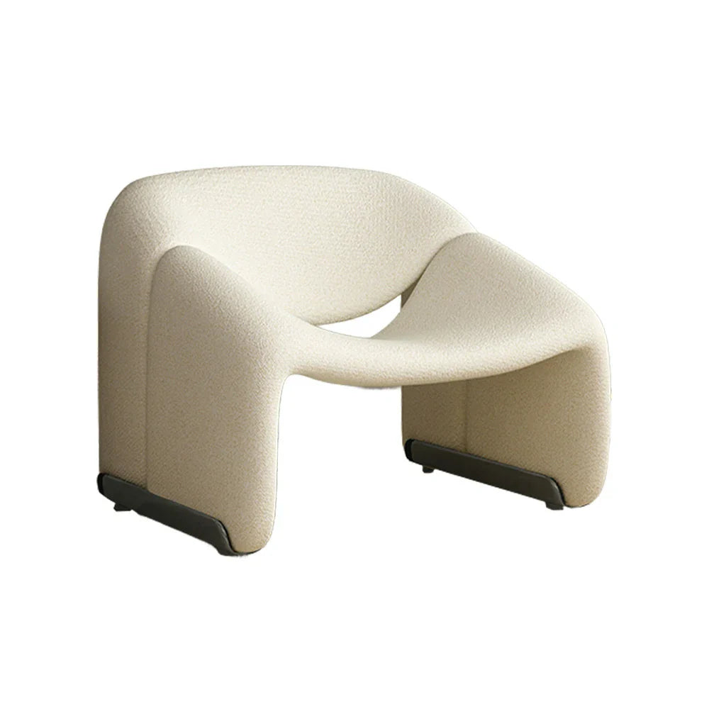 LIVARA Single Stylish Resilient Frame, Upholstery, Sherpa High-Density Seating, Cushion, Contemporary Fleece Curved Cozy Chair, Sofa Sturdy - White