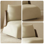 LIVARA Single Comfortable PU Sponge Upholstery, Chair, - Low-Profile Seating Leather Cushion, Ergonomic Design, Sofa Sturdy High-Density White