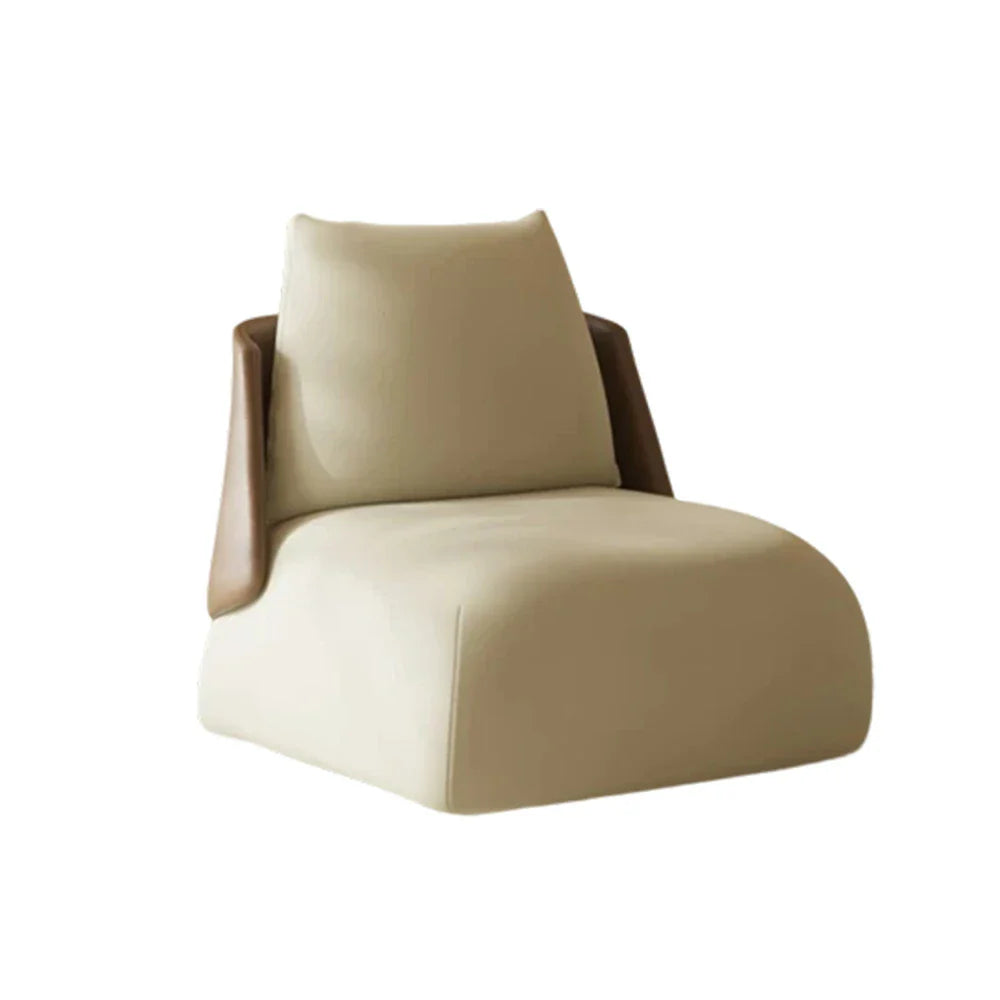 LIVARA Single Comfortable PU Sponge Upholstery, Chair, - Low-Profile Seating Leather Cushion, Ergonomic Design, Sofa Sturdy High-Density White