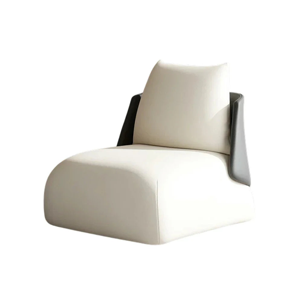 LIVARA Single Sofa PU High-Density Sturdy Black Cushion, Seating Sponge - Chair,  Leather Upholstery, Ergonomic Design, Comfortable Low-Profile White