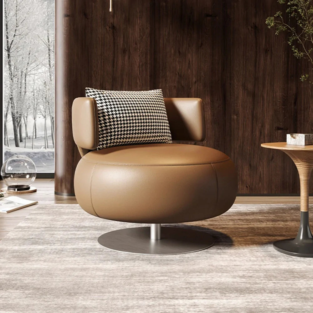LIVARA Swivel Chair - Soft Silicone Leather, UTTP Honeycomb Foam, High-Resilience Comfort, Modern Style - Brown