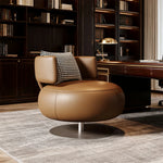LIVARA Swivel Chair - Soft Silicone Leather, UTTP Honeycomb Foam, High-Resilience Comfort, Modern Style - Brown