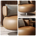 LIVARA Swivel Chair - Soft Silicone Leather, UTTP Honeycomb Foam, High-Resilience Comfort, Modern Style - Brown