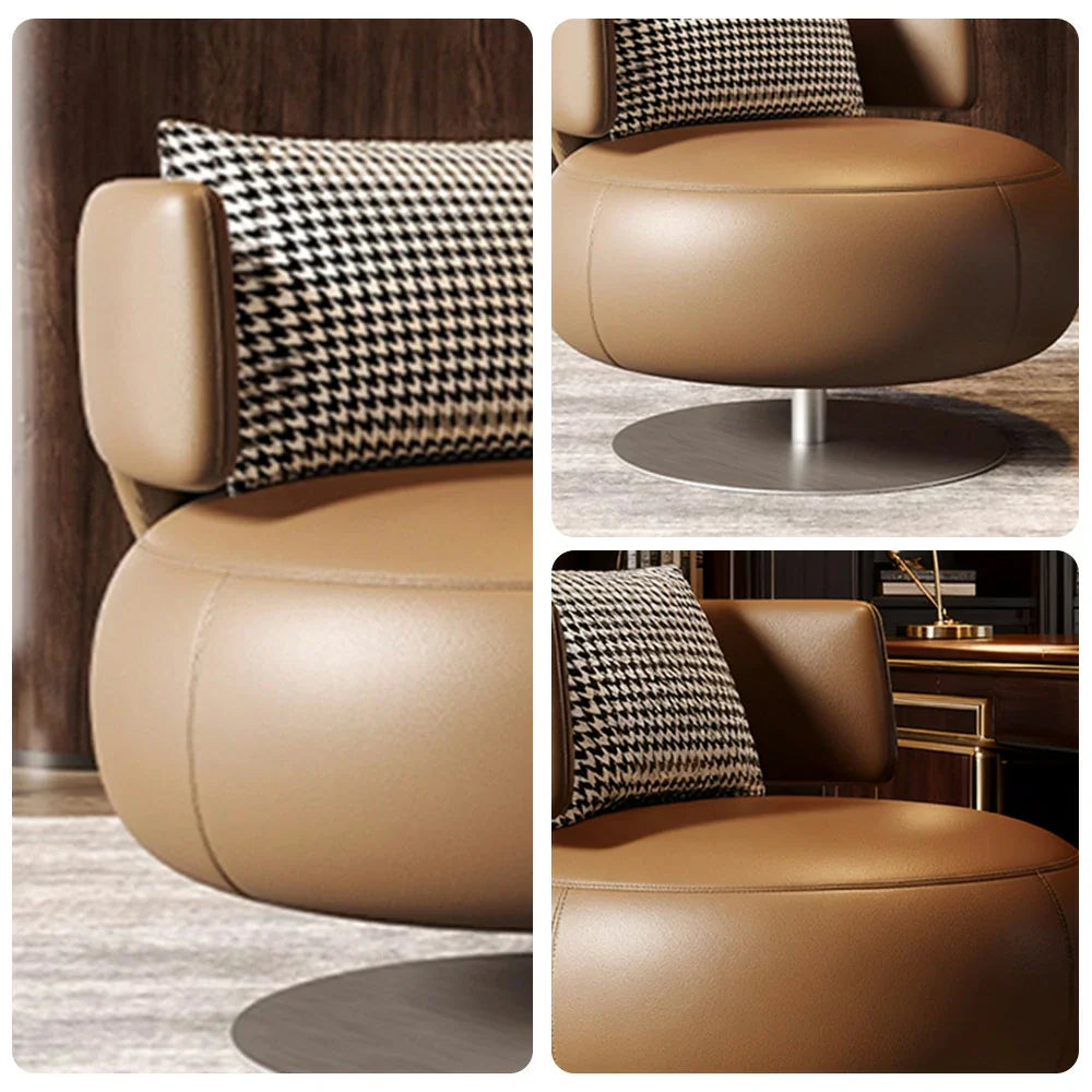 LIVARA Swivel Chair - Soft Silicone Leather, UTTP Honeycomb Foam, High-Resilience Comfort, Modern Style - Brown