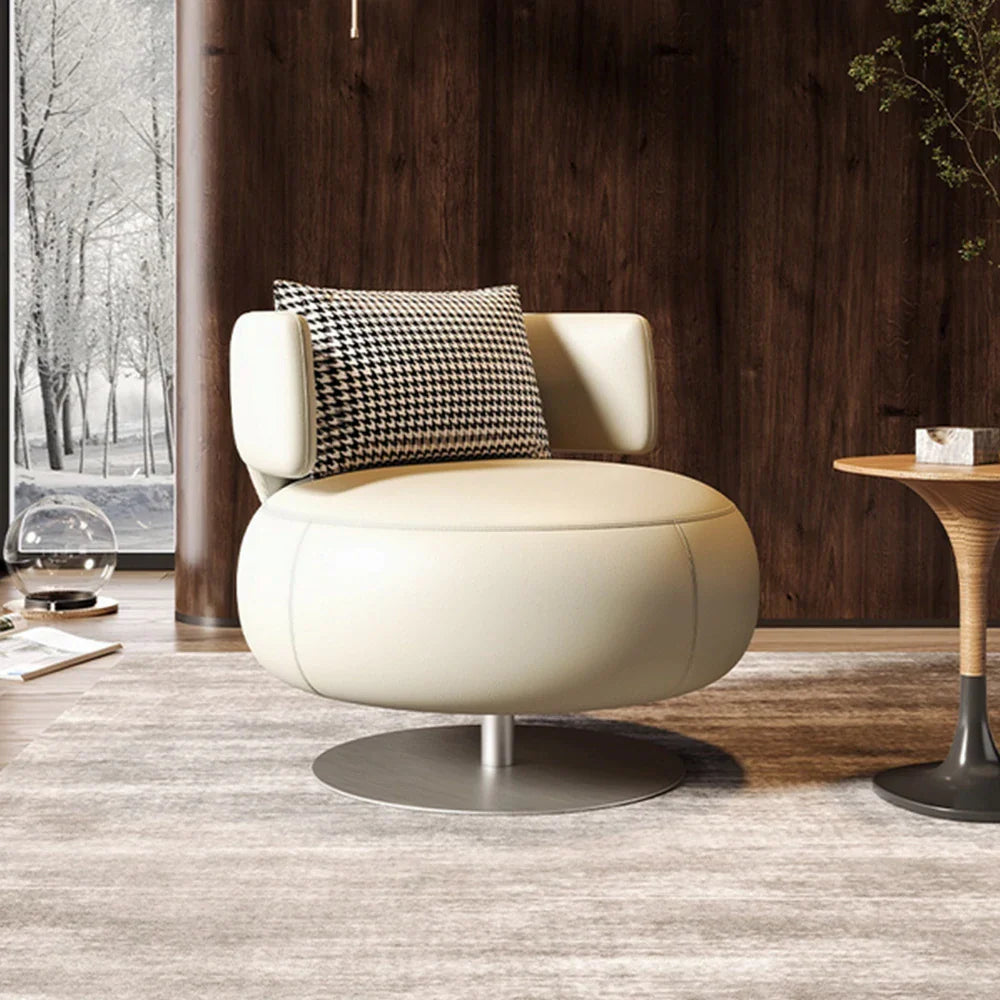 LIVARA Swivel Chair - Soft Silicone Leather, UTTP Honeycomb Foam, High-Resilience Comfort, Modern Style - Beige