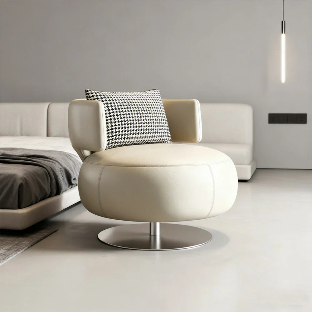 LIVARA Swivel Chair - Soft Silicone Leather, UTTP Honeycomb Foam, High-Resilience Comfort, Modern Style - Beige