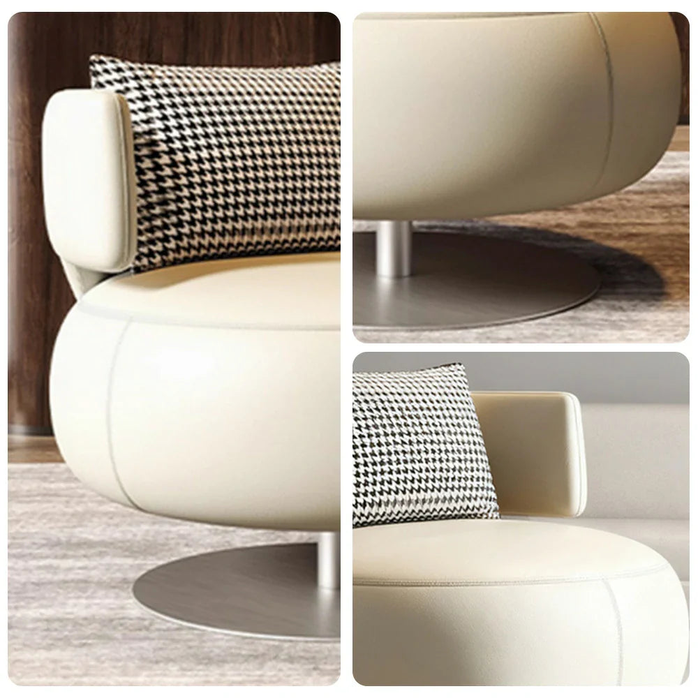 LIVARA Swivel Chair - Soft Silicone Leather, UTTP Honeycomb Foam, High-Resilience Comfort, Modern Style - Beige