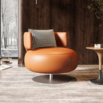 LIVARA Swivel Chair - Soft Silicone Leather, UTTP Honeycomb Foam, High-Resilience Comfort, Modern Style - Orange