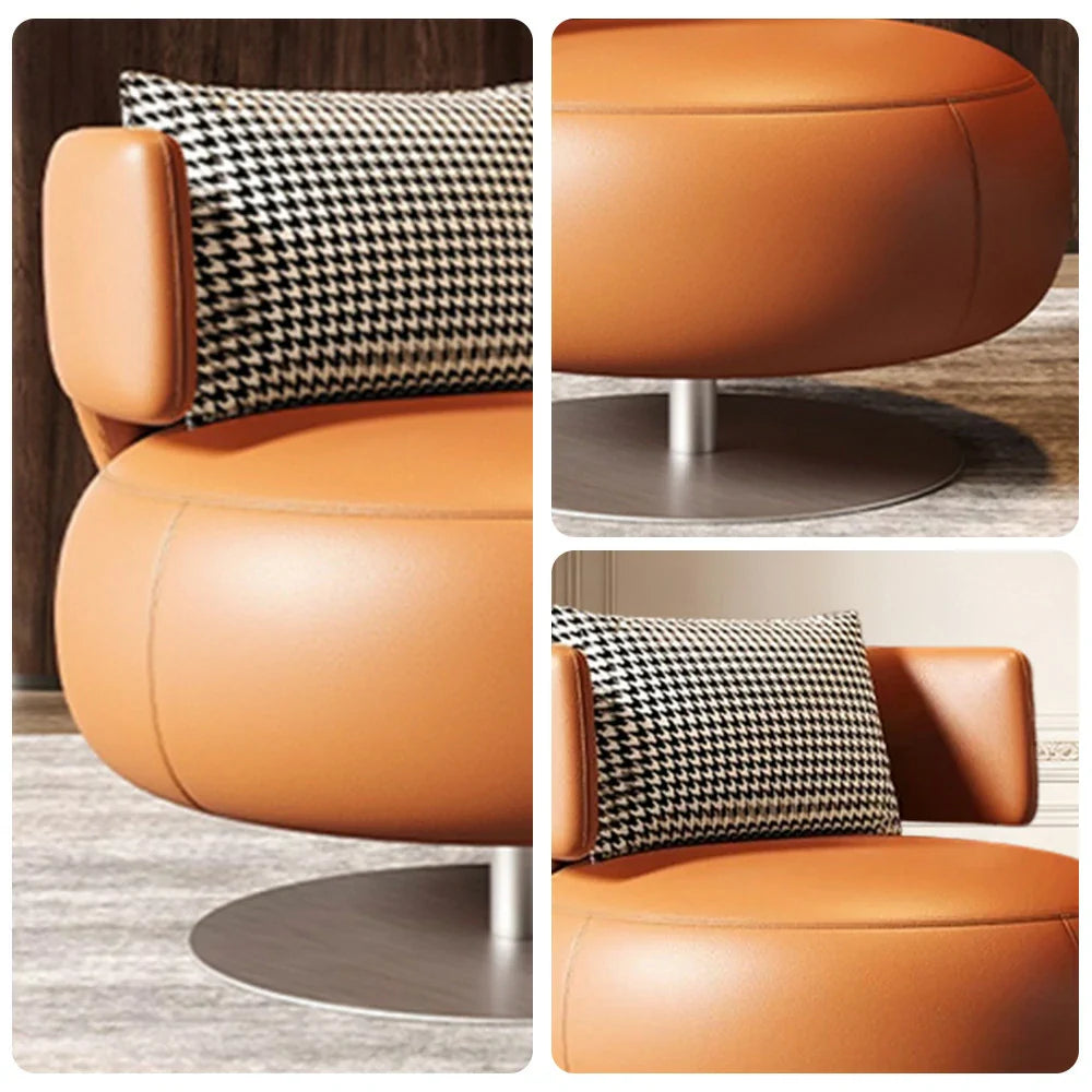 LIVARA Swivel Chair - Soft Silicone Leather, UTTP Honeycomb Foam, High-Resilience Comfort, Modern Style - Orange