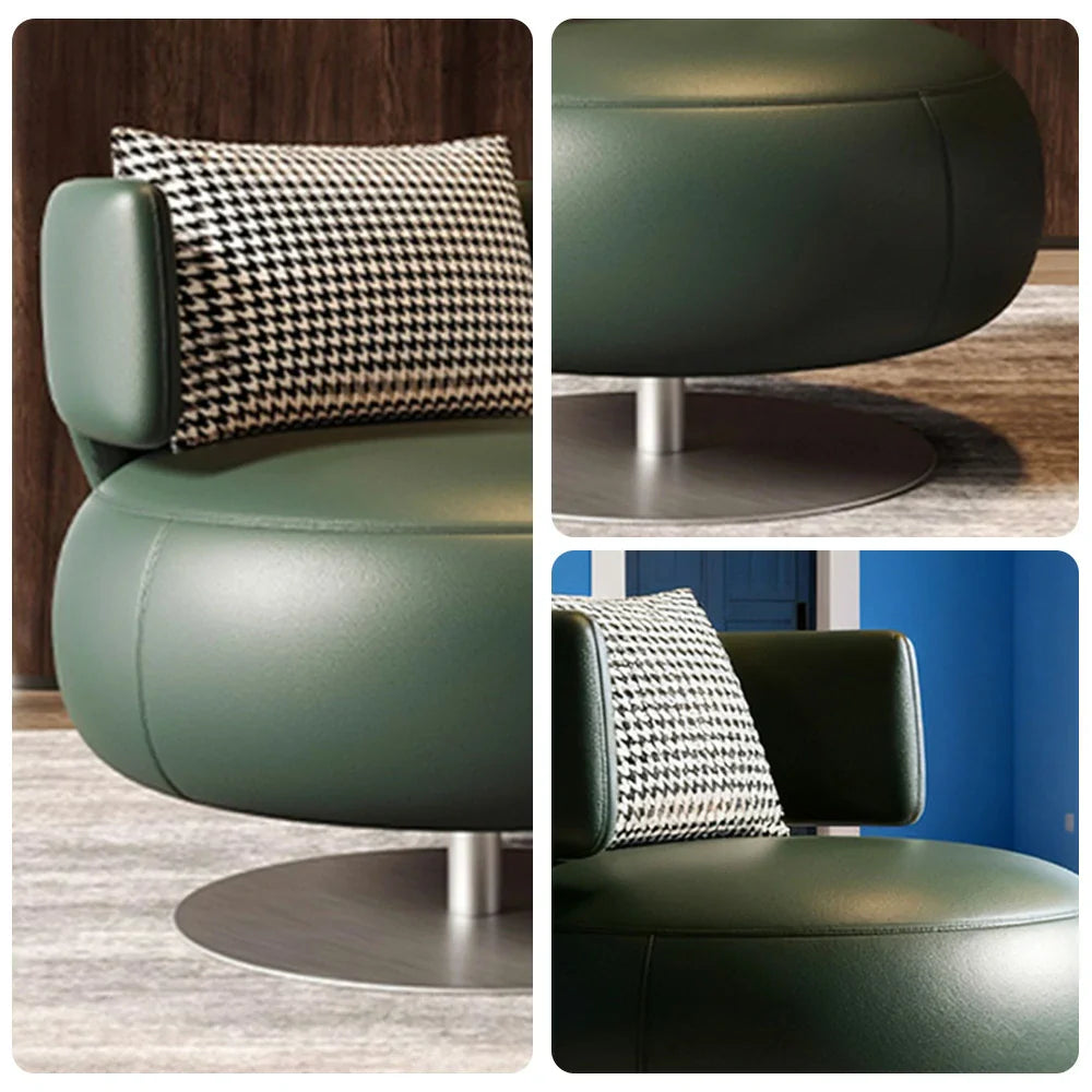 LIVARA Swivel Chair - Soft Silicone Leather, UTTP Honeycomb Foam, High-Resilience Comfort, Modern Style - Green