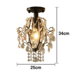 LIVARA Crystal Mount - & Pendants E14 Flush Bedroom Living Hanging Iron Lamp LED for Light, Black Crystal Room with Frame Hallway Ceiling